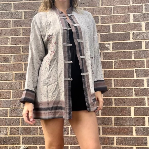 Chico's Design 100% Silk Tunic Top Asian Style Size 2 M/L - Picture 2 of 16